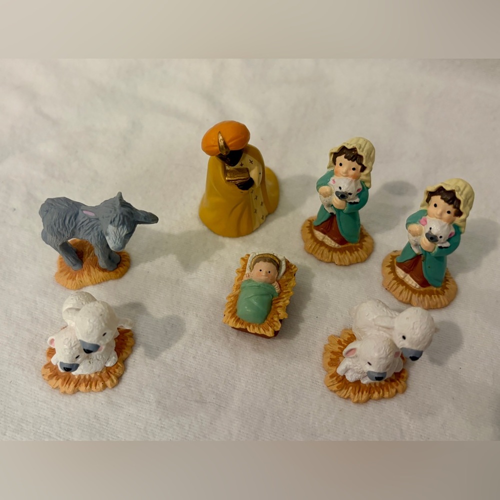 Mini Merry Miniature Nativity Hallmark 1988 1989 Baby Lamb Donkey Replacement